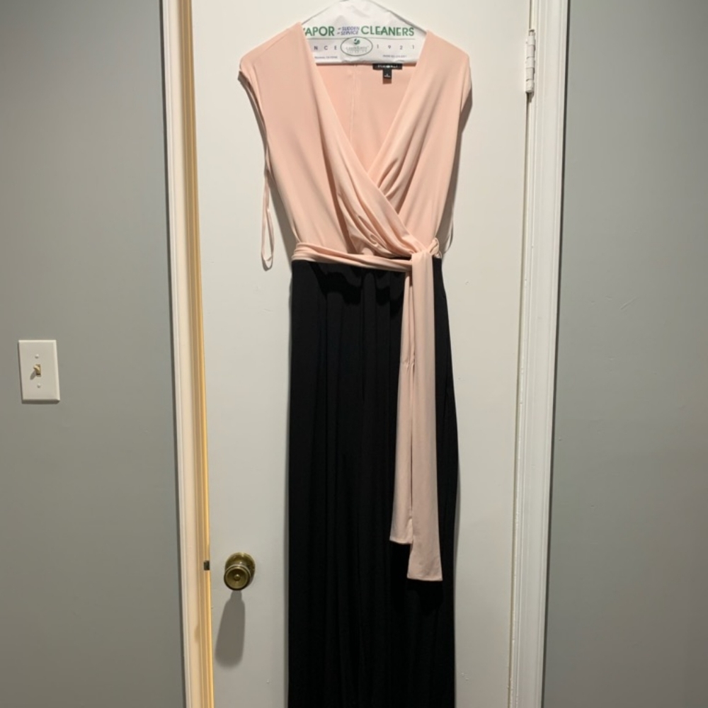 pink and black jumpsuit